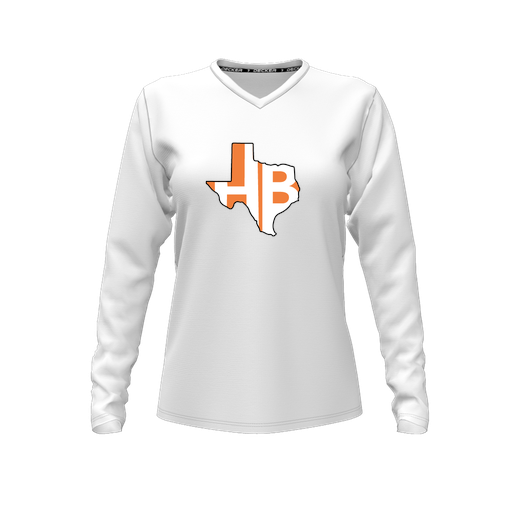 [FTLVCFWH-FYXS-LOGO1] Decker Comfort T-Shirt (Female Youth XS, White, V Neck, Logo 1, Long Sleeve)