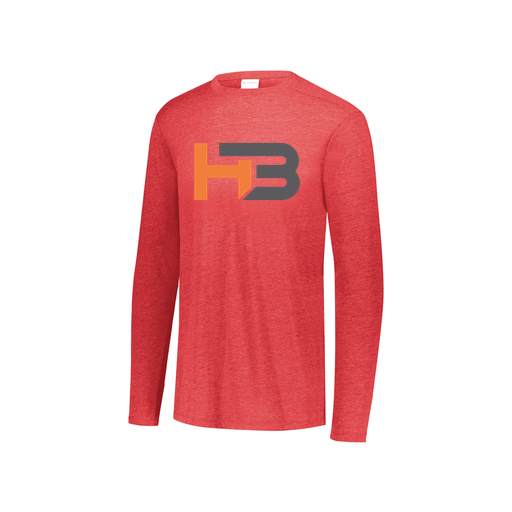 [FTLCUBRD-YS-LOGO2] Decker Youth Tri-Blend T-Shirt - Long Sleeve (Youth S, Red, Logo 2)